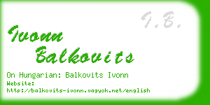 ivonn balkovits business card